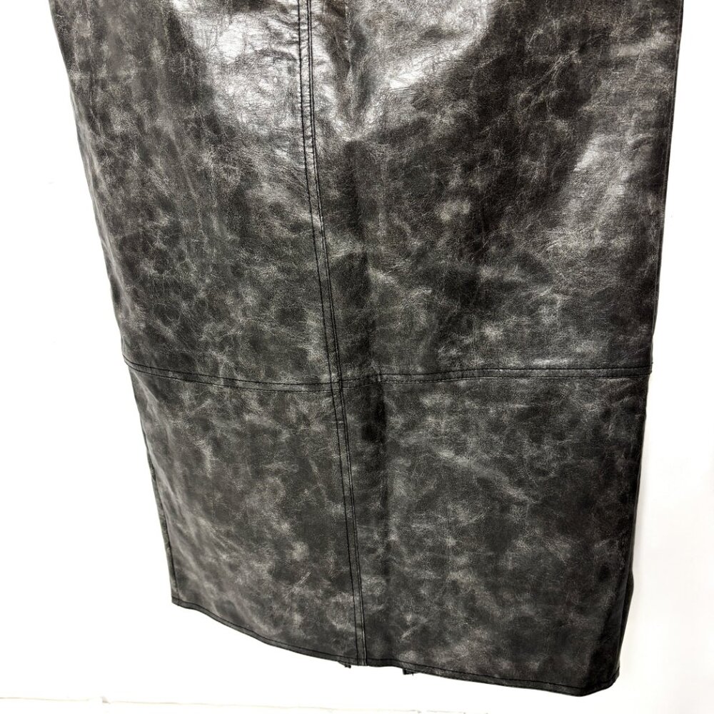 ASOS DESIGN Faux Leather Utility Midi Pencil Skirt Washed Black Size 6 - Picture 4 of 14